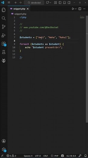 PHP Foreach Loop Example - Class Attendance