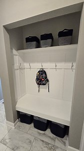 I'm sharing my tips and hot-to's on this closet turned mudroom built-in at my client's house last week! Have a question? Let me know! Don't want to DIY? Let me know if you'd like a quote! PS. When you want a selfie, do you do this 🔥 tip too??!! @behrpaint @ryobitoolsusa @woosterbrushcompany @homedepot #closetturnedmudroom #todayletspaint #mudroommakeover #woodenaccentwall #womenrunbusiness #womenentrepreneurs #minnesotaexposure #viral #howto #minnesotawoodenaccentwalls #minnestagrammers | Brush