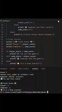 Rock Paper Scissors Game in Python | Simple Project #Python #BeginnerProject #RockPaperScissors