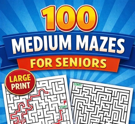 100 Large Print Medium Mazes for Seniors | Easy to Medium Brain Games | Relaxing Puzzles - Etsy