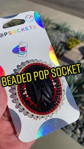 Stunning Red, Black, and Cream Beaded Pop Socket at Sycuan Pow Wow!