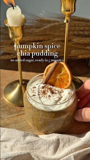 5-minute pumpkin spice chia pudding 🎃 cozy & delicious😋 #chiapuddingrecipe #chiapudding