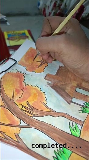 pov: doing project work for my niece, final part.... #art #autumn #watercolor #relaxing #apr26