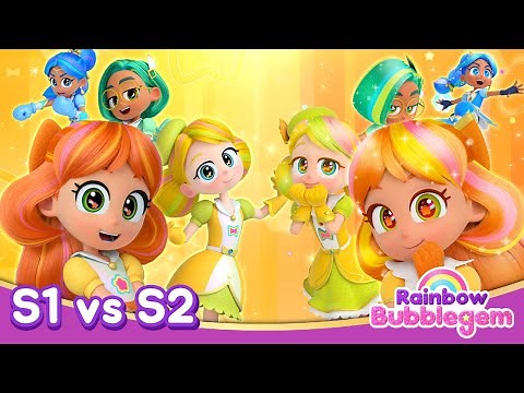 [NEW✨] Princess Transformation Scenes | S1 vs S2 | Orange, Yellow, Green, Blue | Rainbow Bubblegem 🌈