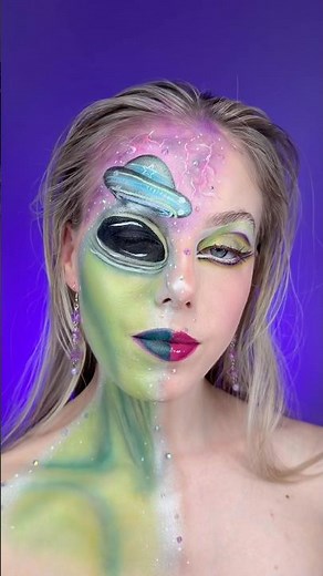 ALIEN MAKEUP TUTORIAL 👽🛸 #alien #creativemakeup #makeup