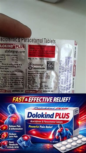 Dolokind plus Tablet!!use in hindi!!best painkiller and muscle relaxation tab#shorts #musclepain