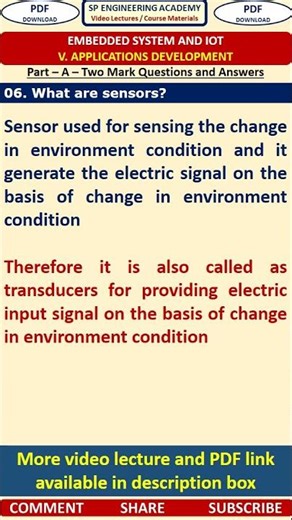 06MC5 Embedded Systems and IoT Part A Questions What are sensors