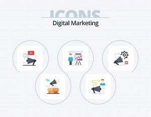 Download Digital Marketing Flat Icon Pack 5 Icon Design. man. marketing. user. chat. video for free