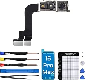 for iPhone 15 Pro Max Front Facing Camera Replacement Selfie Camera 15promax OEM 12MP Front Camera Flex Cable Module Proximity Sensor Repair with Fix Tools Kit A3106 A2849 A3105 A3108