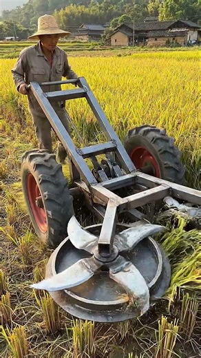 Ingenious DIY Rice Harvester | Rotary Blade Farming Machine in Action