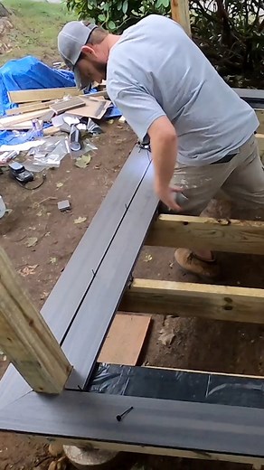 Construction time! Installing pictured framed decking. #constructiontime #diy #construction #homerepair #deckbuilding #thefixer | The Fixer