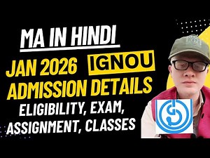 Ignou MA Hindi Admission Open january 2026 - Eligibility, Exam, Assignment, classes etc