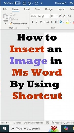 Insert Image in MS Word with Shortcut 🔥 | Fastest Trick for Word Users #shorts