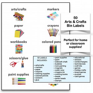 Organized Art Supplies Labels, Craft Bin Labels, Organized Art, Arts & Crafts, Kid Labels, Homeschool Classroom School Supply Organization - Etsy