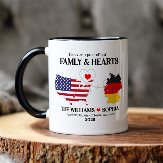 Personalized Long Distance Mug, Custom Two Countries Coffee Mug, Exchange Student Gift, Moving Away Gift for Friends or Family - Etsy