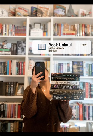 Unhaul some books from the bookshelf to my little free library! Would you be excited to find these in your local little free library? #bookunhaul #bookunhauling #booktok #booktokfyp #fyp