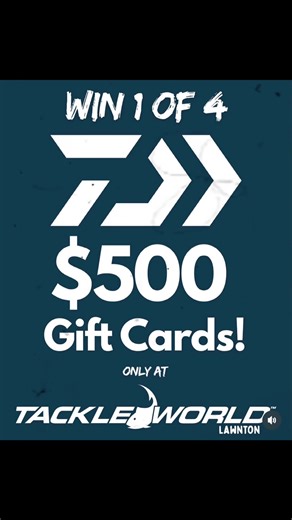 WIN WIN WIN WIN!!! The @daiwaaustralia $500 Gift Cards are up and running! 2 have gone and two more to be WON! Instore only at Tackle Workd Lawnton 💪💪 Simply spend $50 on ANY Daiwa product to enter! First 50 people will receive a FREE DAIWA BRAG MAT!! winnerwinner #daiwagiftcard #tackleworldlawnton