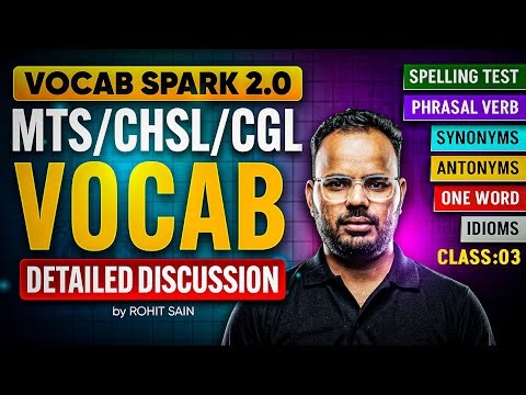 Vocab Spark 2.0 | English Vocab Preparation For SSC MTS / CHSL / CGL Exams 2026 | By Rohit Sir #3