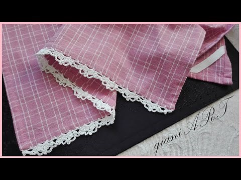 Lace Edge Crochet on a Kitchen Towel | How to Crochet Border on fabric
