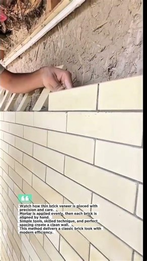 Brick Veneer Wall Installation Process #brickwork #masonry #shorts