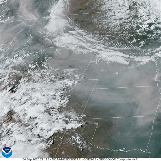 Why the hazy skies today? Satellite shows an expansive elevated smoke plume, emanating from wildfires out west and western Canada. This smoke plume has been able to move into the Plains due to northwest flow in the mid-levels of the atmosphere. As long at this flow remains, there will be chances for hazy skies. Sunsets may look more orange and reddish if conditions are right. #kswx | US National Weather Service Dodge City Kansas