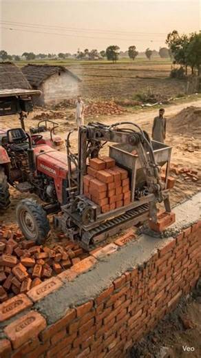 A 'desi robot' was made from a tractor! 🤖 A wall was erected in minutes #Farming #Jugaad #Shorts