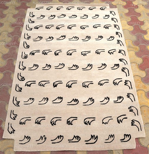 Hand Tufted Wool Rug 5x8 Black White Abstract Pattern Modern Area Rug Decor - Etsy