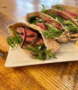 Recipe: Simple Greek-style steak pitas