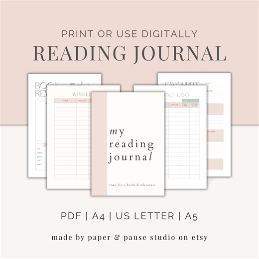 Minimalist Reading Journal | Printable Book Lover Planner (digital Download) - Etsy