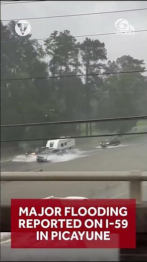 Cars, 18-wheelers seen driving in dangerous floodwaters on Mississippi interstate