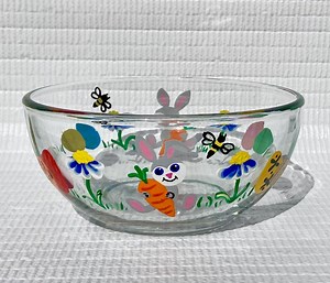 Easter Candy Dish Round Glass Bowl Hand Painted Colored Eggs and Bunnies 6 in X 3 In, Easter Decoration - Etsy