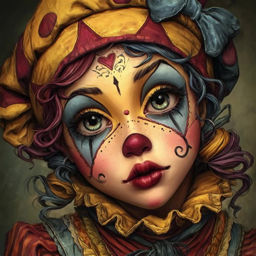 15 DIY Wall Art Female Clown Portraits, Colorful Circus Lady Digital Images, Artwork for Bedroom or Studio, Printable Clown Art Set - Etsy