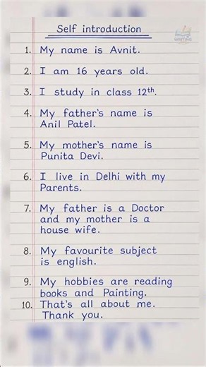 Self introduction for Students | #selfintroduction#studentlife #study