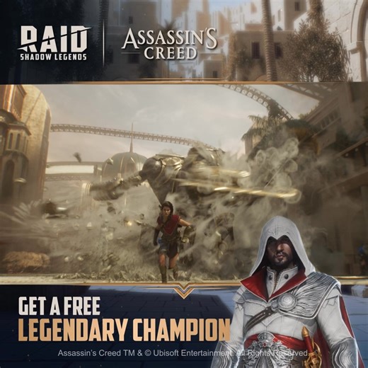 One Creed, every universe - The Assassins have arrived in the RAID Universe Play now to claim the Legendary Ezio Auditore! | Raid: Shadow Legends