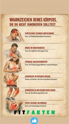 Diese Warnzeichen deines Körpers solltest du niemals ignorieren ⚠️🧠 #FitFakten