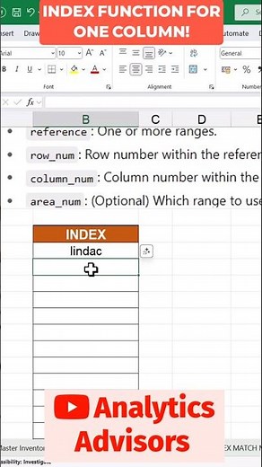 Mastering the INDEX Function in Excel: Selecting Rows Made Easy! #shorts