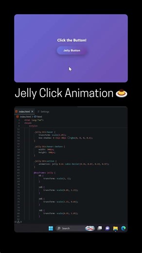 Jelly Button Animation Using HTML & CSS 🤯 | Satisfying UI Effect #coding #javascriptcode #gaming