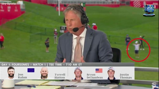 Bizarre Moment Ryder Cup Fan Flashes Cameras Live on TV during Sky Sports’ Coverage of  Tournament