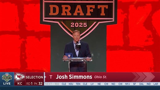 Chiefs Select Ohio State Offensive Tackle Josh Simmons with the 32nd Pick in the 2025 NFL Draft