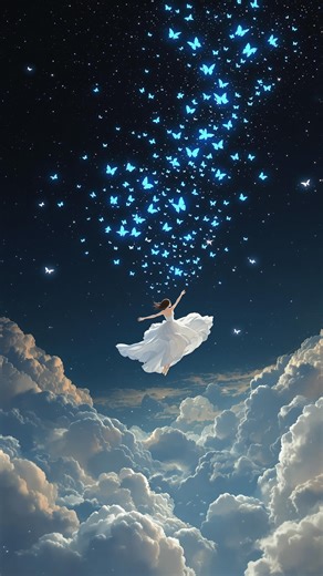 Kai Wing on Instagram: "Flying With Glowing Blue Butterflies曆 Flying with glowing blue butterflies feels like dancing through the night sky, where each wingbeat lights up the darkness with a touch of ethereal azure magic Image Generator: #kreaai Video Generator: #hailuoai Music Generator: #sunoscenes"