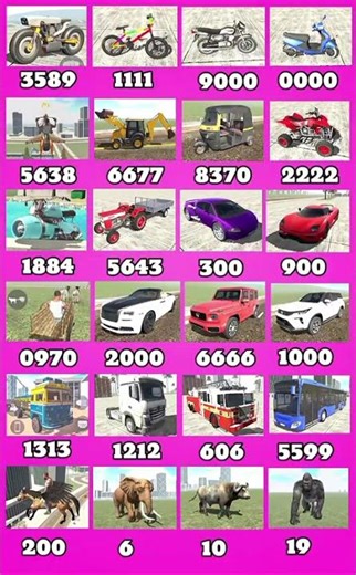 Secret Vehicle Codes 😱 | Unlock Any Car, Bike & Animal 🚗🐘