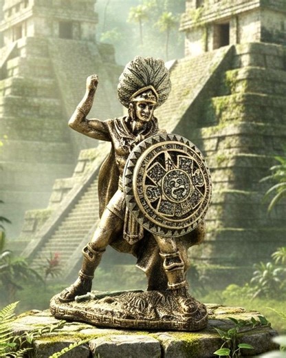 Aztec Warrior With Shield - Aztec Calendar on Shield - Etsy