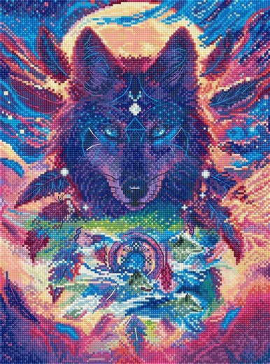 Counted Cross-stitch Kit - Wolf Magic. Spirit Wolf Embroidery Pattern by Letistitch L9976 - Etsy