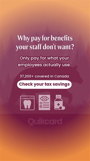 Paying for benefits your staff don’t use? 37,200 business owners and employees trust Quikcard for flexible benefits that only cost you when staff actually use them. Take our quick quiz to see your potential tax savings. Best for teams with 3 to 50 employees. | Quikcard