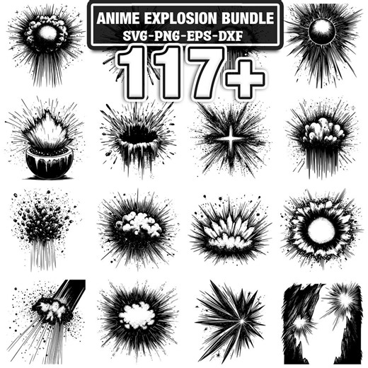 Anime Explosion Svg Bundle | 117  Svg Png Eps Dxf Clipart | Instant Digital Download - Etsy