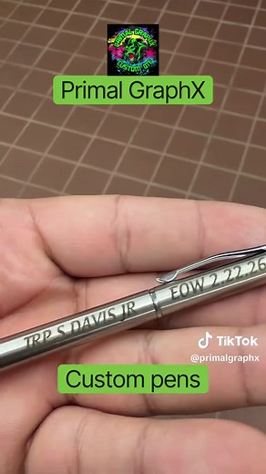 Custom laser engraved pens from Primal Graphx = a clean, professional way to put your brand in someone’s hand every day. Perfect for businesses, events, schools, and giveaways, each pen is engraved with your logo, name, or message for a crisp, permanent finish that won’t peel or fade like printed designs. Whether you need a few for your team or a larger batch for a promotion, we’ll help you get a polished look that feels high-end and memorable. Ready to order? Send us your logo and the quantity