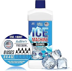 Nature's Freedom Ice Machine Cleaner - Quart (8 Uses) - Nickel-Safe Descaler, Made in USA, Universal Compatibility for Commercial/Residential Ice Makers such as Whirlpool, Scotsman and All