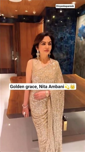 Nita Ambani’s golden saree look stole the spotlight👑✨ #nitaambani #ambanifamily #ambani #viralshorts