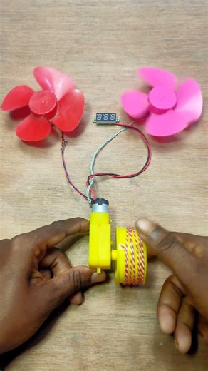 Two Voltmeter & Two DC Motor Fan Powered by Gear Motor • #shorts #dcmotor
