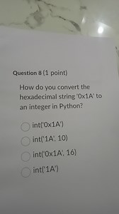 Question 8 (1 point)How do you convert the hexadecimal string ... | Filo